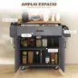 Isla de Cocina con Ruedas con Cajón Armario con Puertas Toallero y Especiero 105x36x85 cm Gris