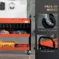 Carro de Herramientas con 3 Estantes Paneles Perforados y Ruedas con Freno para Garaje Taller Almacén 75x35x80 cm Negro