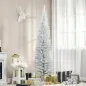Árbol de Navidad Artificial Estrecho 210 cm con 499 Ramas y Base Desmontable Fácil de Montar Blanco