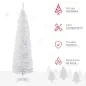 Árbol de Navidad Artificial Estrecho 210 cm con 499 Ramas y Base Desmontable Fácil de Montar Blanco