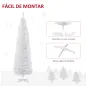 Árbol de Navidad Artificial Estrecho 210 cm con 499 Ramas y Base Desmontable Fácil de Montar Blanco