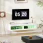 Mueble de TV Suspendido con Luces LED con Control Remoto Compartimentos Orificios Pasacables 140x40x30 cm Blanco Brillo