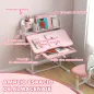 Juego de Escritorio y Silla para Niños de +3 Años Altura Ajustable con Tablero Inclinable 80x55x107,5 cm Rosa