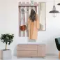Conjunto de Recibidor de Entrada con Espejo Perchero Zapatero 3 Ganchos Estante y 2 Cajones para Pasillo Roble