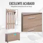 Conjunto de Recibidor de Entrada con Espejo Perchero Zapatero 3 Ganchos Estante y 2 Cajones para Pasillo Roble