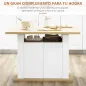Isla de Cocina para 4-6 Personas con 4 Puertas Compartimentos Abiertos Estante Ajustable 110x70x75,5 cm Roble y Blanco
