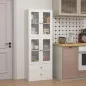 Alacena de Cocina Alta con 4 Puertas de Vidrio 2 Cajones Estantes Ajustables 59x30x170 cm Blanco
