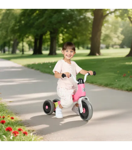 Bicicleta sin Pedales para Niños de 12 a 36 Meses con Ruedas Silenciosas y Manillares con Giro Limitado a 60°, Rosa
