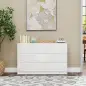 Cómoda con 6 Cajones Cómoda de Dormitorio Moderno con Anti-vuelco Cajonera para Salón Pasillo 120x40x75 cm Blanco
