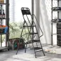 Escalera Plegable de 4 Peldaños con Bolsa de Herramientas Escalera de Tijera con Peldaños Anchos Antideslizantes Negro