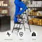 Escalera Plegable de 4 Peldaños con Bolsa de Herramientas Escalera de Tijera con Peldaños Anchos Antideslizantes Negro