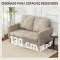 Sofá de 2 Plazas Tapizado en Microfibra con Patas de Madera Reposabrazos 130x78x85 cm Crema