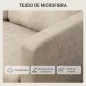 Sofá de 2 Plazas Tapizado en Microfibra con Patas de Madera Reposabrazos 130x78x85 cm Crema
