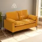 Sofá de 2 Plazas Tapizado en Terciopelo con Patas de Metal Reposabrazos Acolchado 130x77x84 cm Amarillo