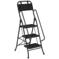 Escalera Plegable de 3 Peldaños con Bolsa de Herramientas Escalera de Tijera con Peldaños Anchos Antideslizantes Negro Escalera Plegable de 3 Peldaños con Bolsa de Herramientas Escalera de Tijera con Peldaños Anchos Antideslizantes Negro