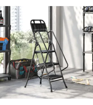 Escalera Plegable de 3 Peldaños con Bolsa de Herramientas Escalera de Tijera con Peldaños Anchos Antideslizantes Negro