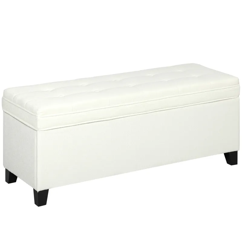 Banco de Almacenaje con 2 Bisagras de Seguridad Tapa Abatible para Dormitorio Salón 120x40x48 cm Crema Banco de Almacenaje con 2 Bisagras de Seguridad Tapa Abatible para Dormitorio Salón 120x40x48 cm Crema