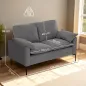 Sofá de 2 Plazas Tapizado en Terciopelo con Patas de Metal Reposabrazos Acolchado 130x77x84 cm Gris