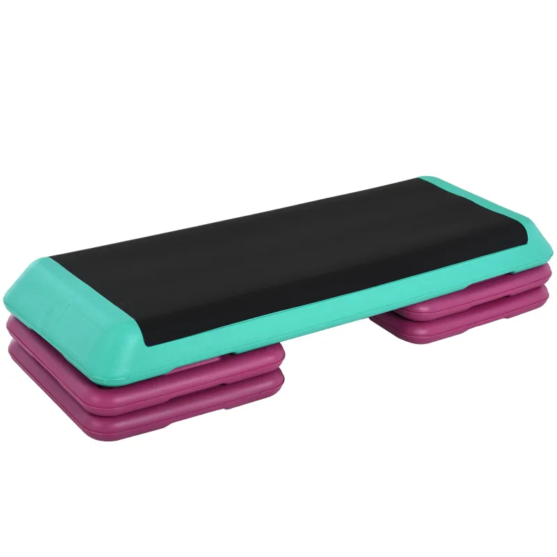 Step de Aeróbic Step para Fitness Antideslizante Altura Regulable 3 Niveles 110x40x20 cm Multicolor