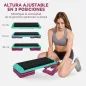 Step de Aeróbic Step para Fitness Antideslizante Altura Regulable 3 Niveles 110x40x20 cm Multicolor