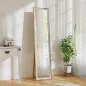 Espejo de Pie Cuerpo Entero con Marco de MDF Espejo de Pared Rectangular con 2 Formas de Uso 37x4x157 cm Plateado y Natural
