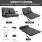 Sofá Cama de 2 Plazas con Respaldo Ajustable en 5 Posiciones Tapizado con Tacto de Ante y Cojines 111x80x78 cm Gris