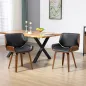 Pack de 2 Sillas de Comedor con Patas de Madera Tapizadas en Cuero Sintético Respaldo Curvado 53x54x81 cm Negro