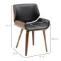 Pack de 2 Sillas de Comedor con Patas de Madera Tapizadas en Cuero Sintético Respaldo Curvado 53x54x81 cm Negro
