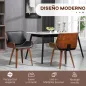 Pack de 2 Sillas de Comedor con Patas de Madera Tapizadas en Cuero Sintético Respaldo Curvado 53x54x81 cm Negro