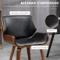 Pack de 2 Sillas de Comedor con Patas de Madera Tapizadas en Cuero Sintético Respaldo Curvado 53x54x81 cm Negro
