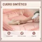 Silla de Oficina Piernas Cruzadas con Asiento Ancho Ruedas Altura Ajustable Doble Acolchado Función Basculante Rosa