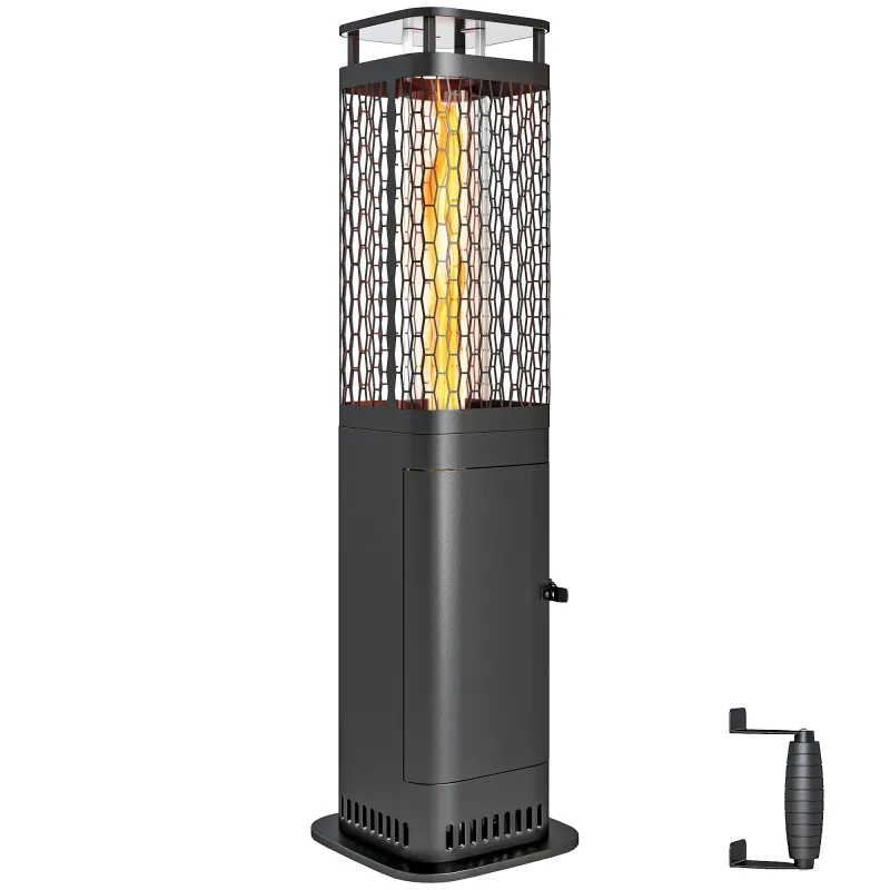 Estufa de Pellets 6.86 KW sin Electricidad con Tubo de Vidrio Base Antideslizante y Rejilla Metálica 26x26x95 cm Negro Estufa de Pellets 6.86 KW sin Electricidad con Tubo de Vidrio Base Antideslizante y Rejilla Metálica 26x26x95 cm Negro