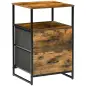 Mesita Auxiliar de Estilo Industrial con Cajones de Tela Plegables y Estante Abierto 45x40x70,5 cm Marrón Rústico