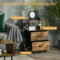 Mesita Auxiliar de Estilo Industrial con Cajones de Tela Plegables y Estante Abierto 45x40x70,5 cm Marrón Rústico