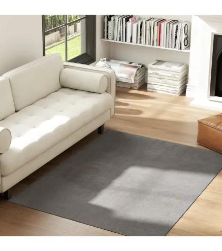 Alfombra Salón 120x160 cm Lavable en Lavadora Pelo Largo Estilo Moderno Tapete para Sala de Estar Dormitorio Gris Claro