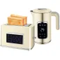 Set Desayuno con Pantalla LED Táctil Hervidor de Agua 1,7L 2200W Tostadora Pan Ranura Ancha 2 Rebanadas Crema