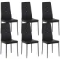 Juego de 6 Sillas de Comedor Tapizada en PU con Respaldo Alto con Botones y Patas de Acero Diseño Moderno Negro