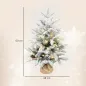Mini Árbol de Navidad Artificial 60 cm con 35 Luces LED 182 Ramas Densas con Nieve Adornos y Base de Arpillera Verde