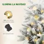 Mini Árbol de Navidad Artificial 60 cm con 35 Luces LED 182 Ramas Densas con Nieve Adornos y Base de Arpillera Verde