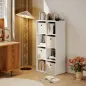 Estantería de 8 Cubos con 4 Cajones de Tela Horizontal o Vertical para Salón Dormitorio 105,9x30x53,7 cm Blanco y Beige