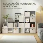 Estantería de 8 Cubos con 4 Cajones de Tela Horizontal o Vertical para Salón Dormitorio 105,9x30x53,7 cm Blanco y Beige