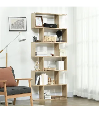 Estantería para Libros Moderna Librería con 6 Estantes para Comedor Salón Estudio 80x23x192 cm Roble