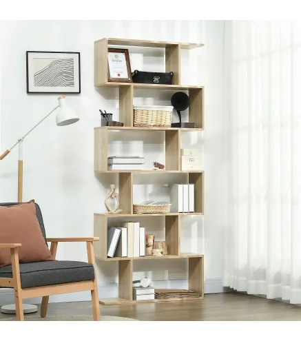 Estantería para Libros Moderna Librería con 6 Estantes para Comedor Salón Estudio 80x23x192 cm Roble