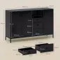 Aparador de 3 Puertas Aparador de Salón con 3 Cajones Estantes Ajustables para Cocina Entrada Negro 143,5x40x90 cm Aparador de 3 Puertas Aparador de Salón con 3 Cajones Estantes Ajustables para Cocina Entrada Negro 143,5x40x90 cm