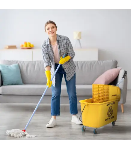 Cubo de Fregar con Escurridor Panel Separador y Ruedas Capacidad 20L para Limpieza Doméstica 45x26,5x70 cm Amarillo