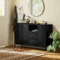 Aparador de 3 Puertas Aparador de Salón con 3 Cajones Estantes Ajustables para Cocina Entrada Negro 143,5x40x90 cm