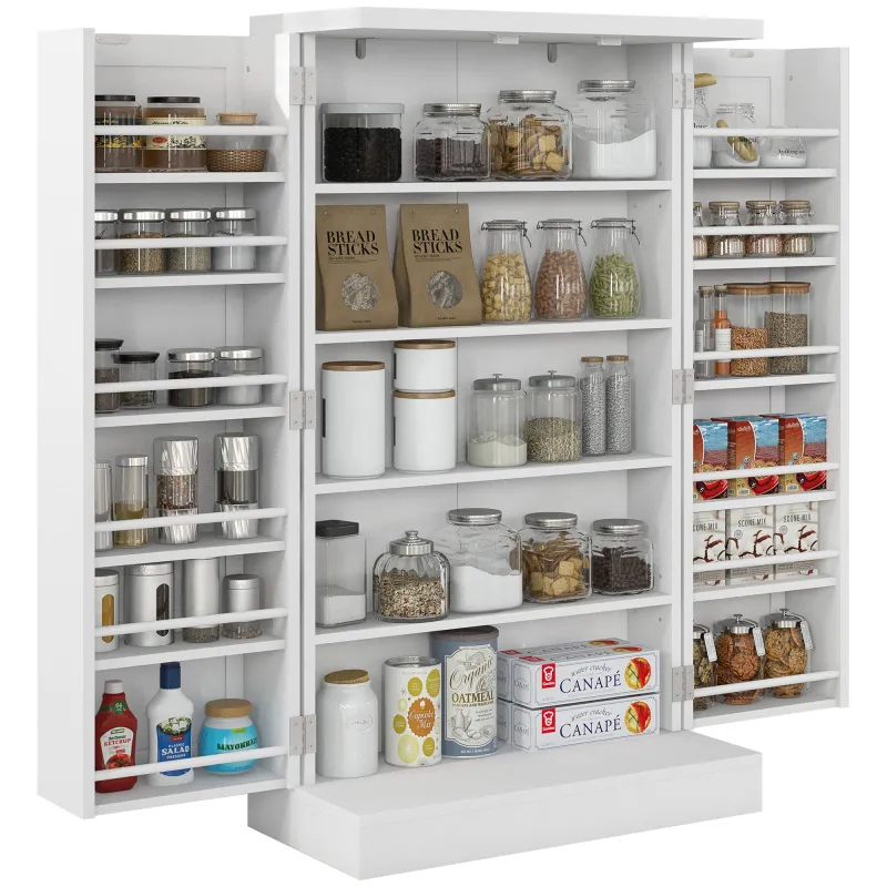 Armario Despensa Cocina con 2 Puertas 16 Estantes Alacena Moderna con Estantes Ajustables 60x30x104 cm Blanco Armario Despensa Cocina con 2 Puertas 16 Estantes Alacena Moderna con Estantes Ajustables 60x30x104 cm Blanco