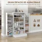 Armario Despensa Cocina con 2 Puertas 16 Estantes Alacena Moderna con Estantes Ajustables 60x30x104 cm Blanco
