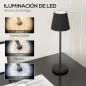 Lámpara de Mesita de Noche Inalámbrica con Luces LED Lámpara de Mesa USB-C Recargable 3 Colores Ø11,2x36,5 cm Negro