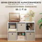 Estantería Cubo de Almacenamiento con 6 Compartimentos y 3 Cajones de Tela para Salón 53,7x30x79,8 cm Blanco y Beige